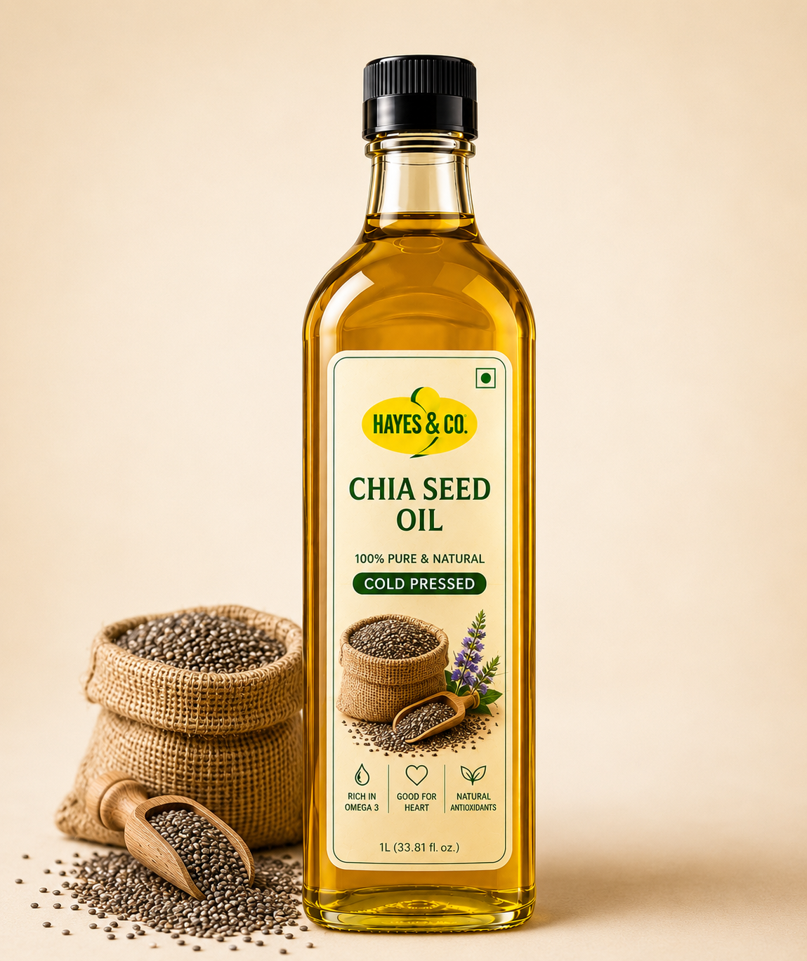 chia seed Heaven Oil Cold Pressed Chia Seed Oil | 100% Pure & Natural | Rich in Omega-3 - Image 1